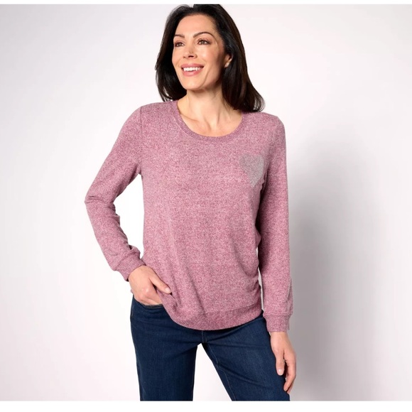 BumbleBella by Jill Martin Top Sz XS Heart Embellished Pink Shirt A622702 - Picture 1 of 6